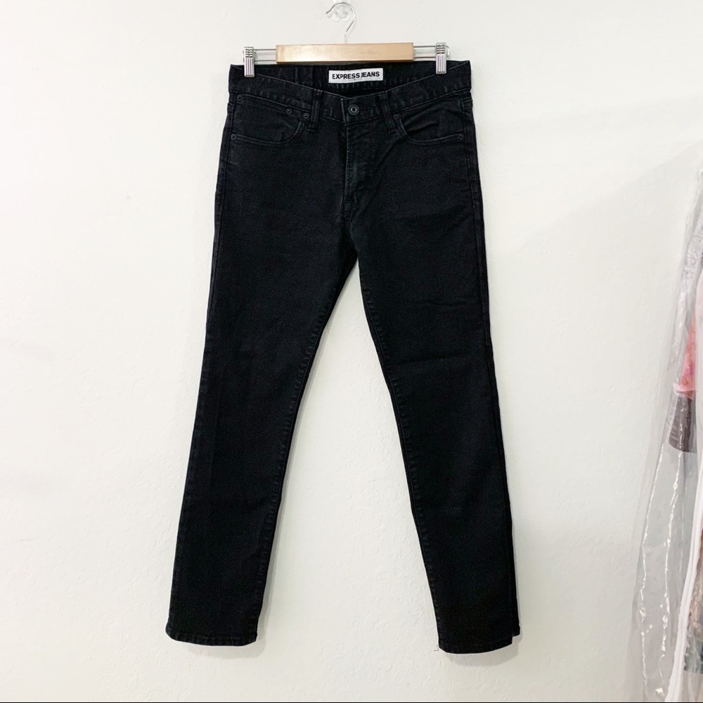 Express Rocco Slim Fit Straight Leg Black Denim Jeans 31x32